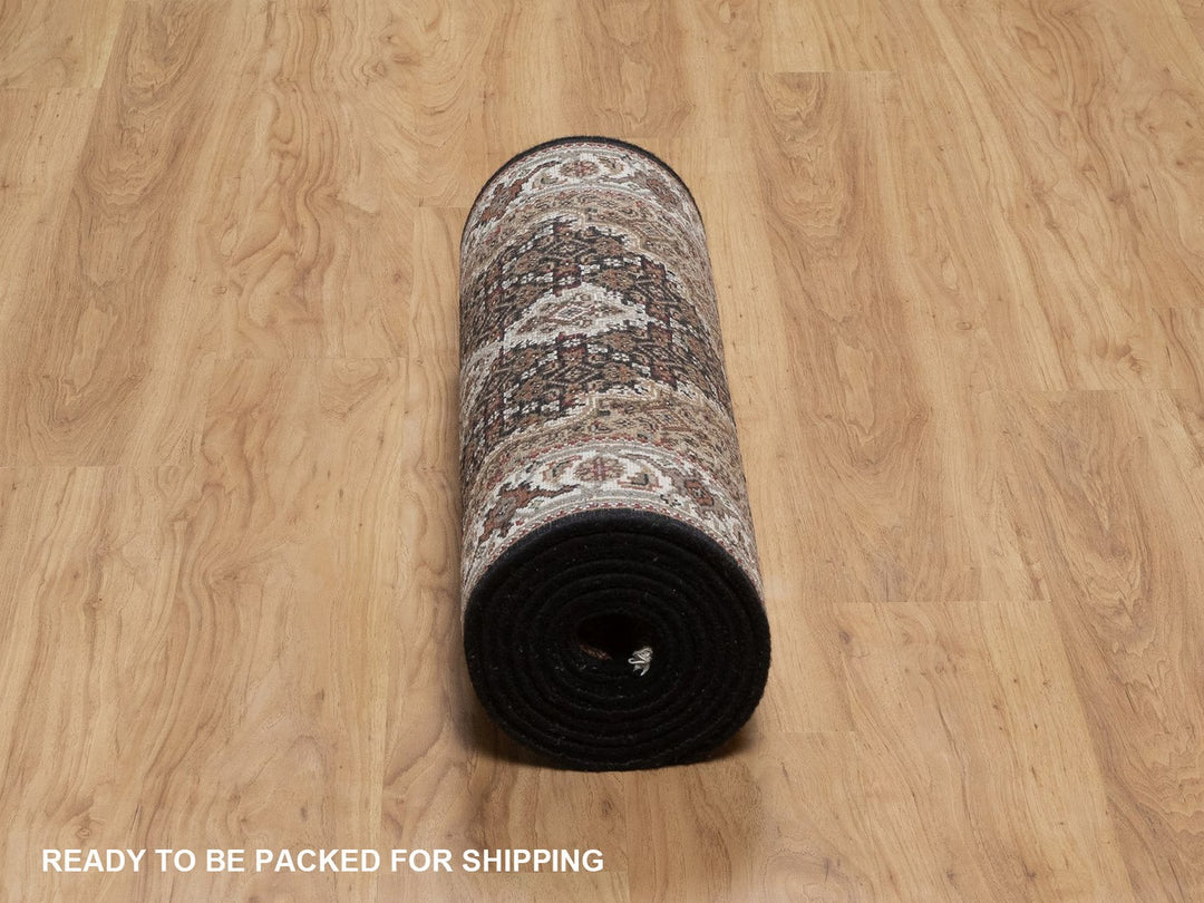 2'6" x 11'10" New Hand Knotted Black Wool Runner Oriental Rug - MOA10292674