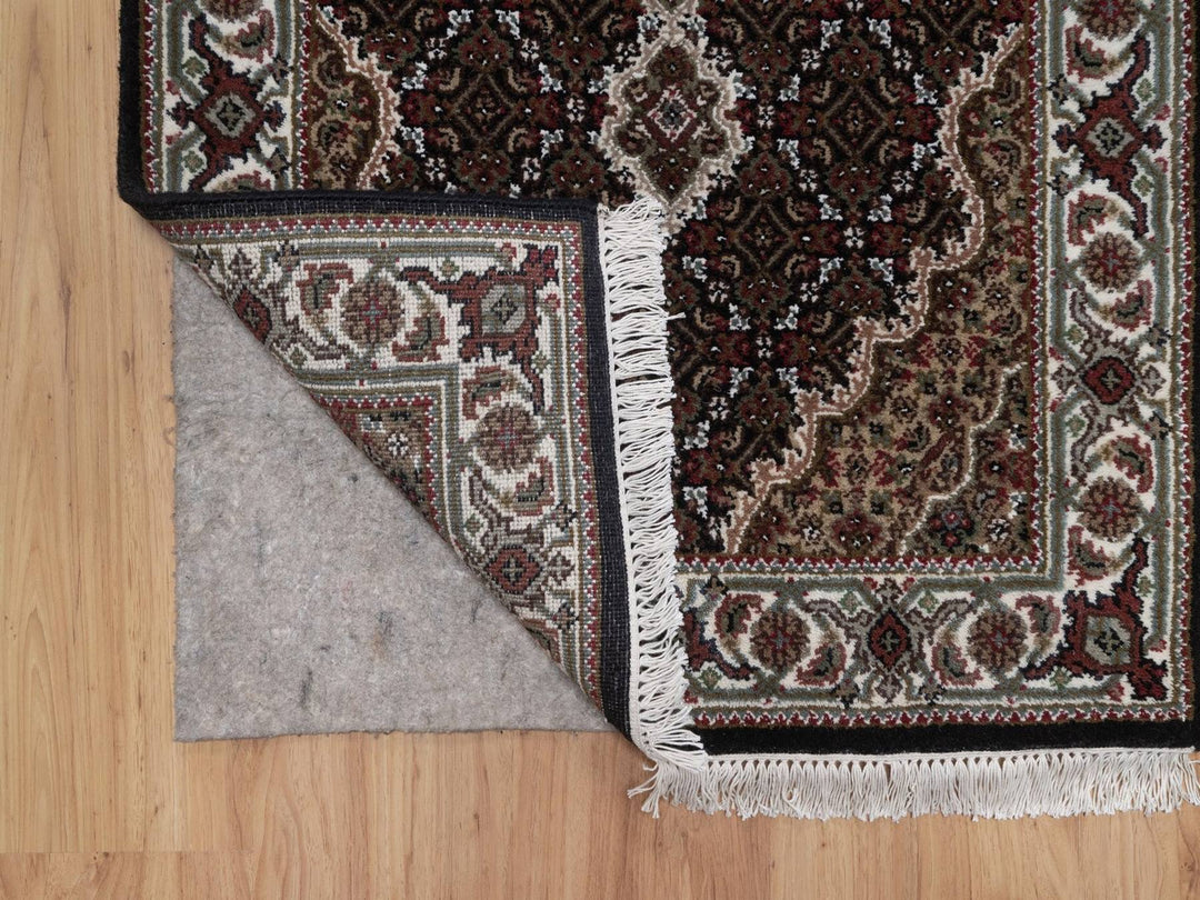 2'8" x 12'10" New Hand Knotted Black Wool Runner Oriental Rug - MOA10292675