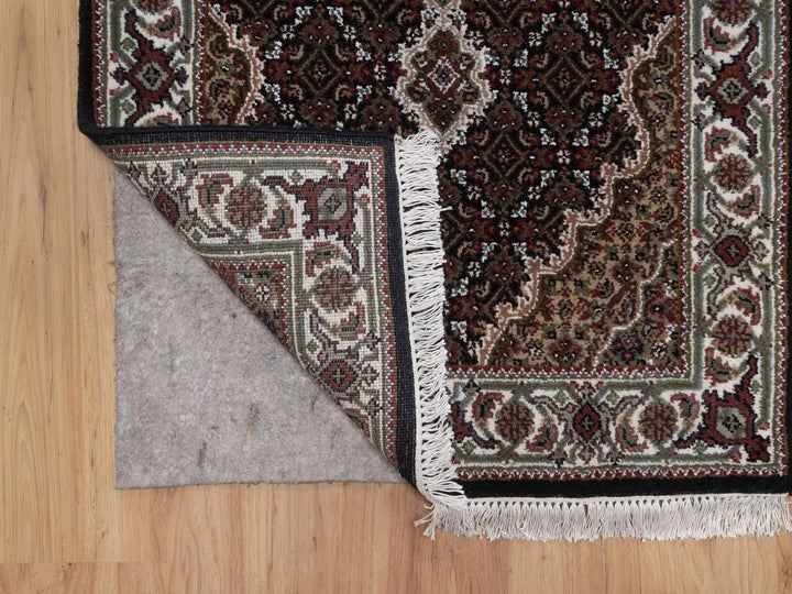 2'8" x 12'10" New Hand Knotted Black Wool Runner Oriental Rug - MOA10292675