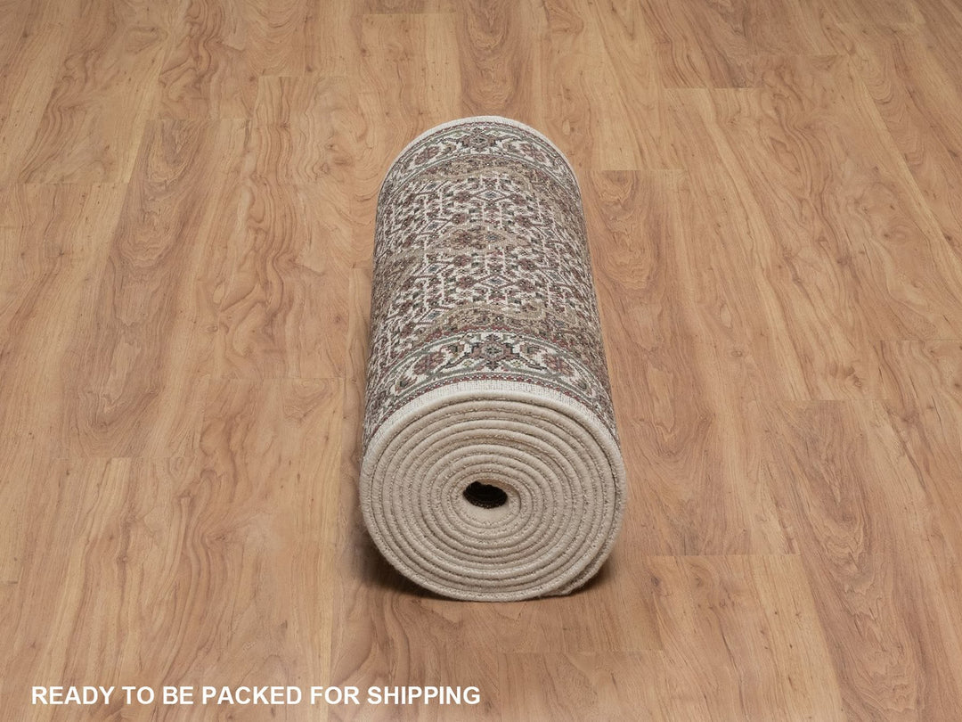 2'9" x 20'6" New Hand Knotted Ivory Wool Runner Oriental Rug - MOA10292676