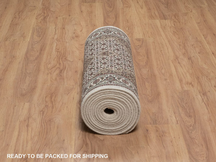 2'9" x 20'6" New Hand Knotted Ivory Wool Runner Oriental Rug - MOA10292676