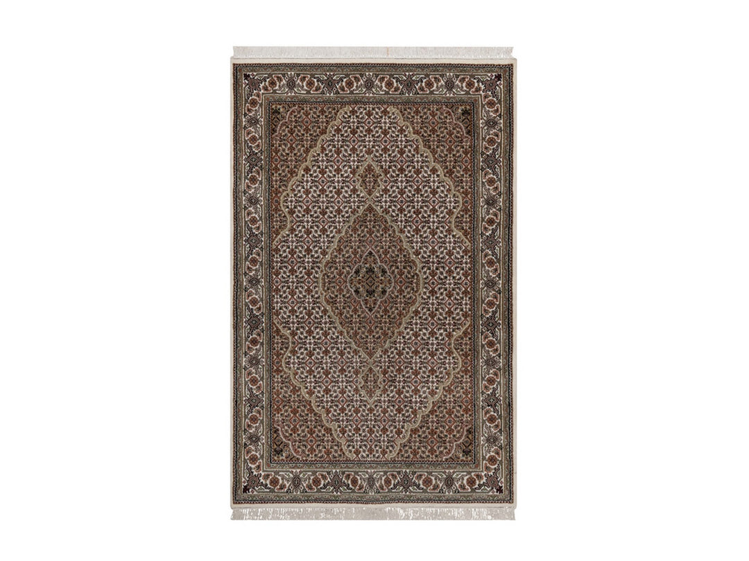3'9" x 5'11" New Hand Knotted Ivory Wool Rectangle Oriental Rug - MOA10292678