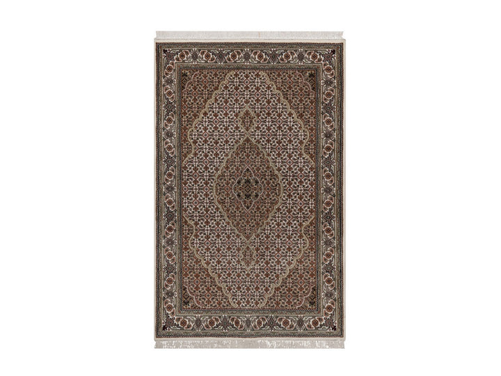 3'9" x 5'11" New Hand Knotted Ivory Wool Rectangle Oriental Rug - MOA10292678
