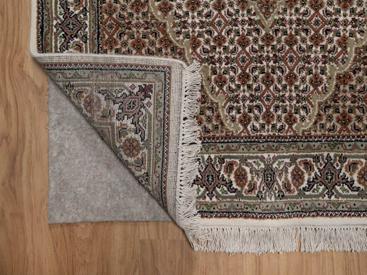 3'9" x 5'11" New Hand Knotted Ivory Wool Rectangle Oriental Rug - MOA10292678