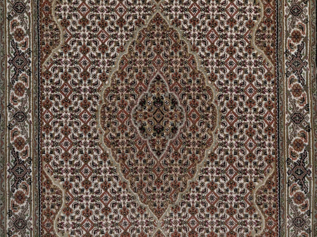 3'9" x 5'11" New Hand Knotted Ivory Wool Rectangle Oriental Rug - MOA10292678