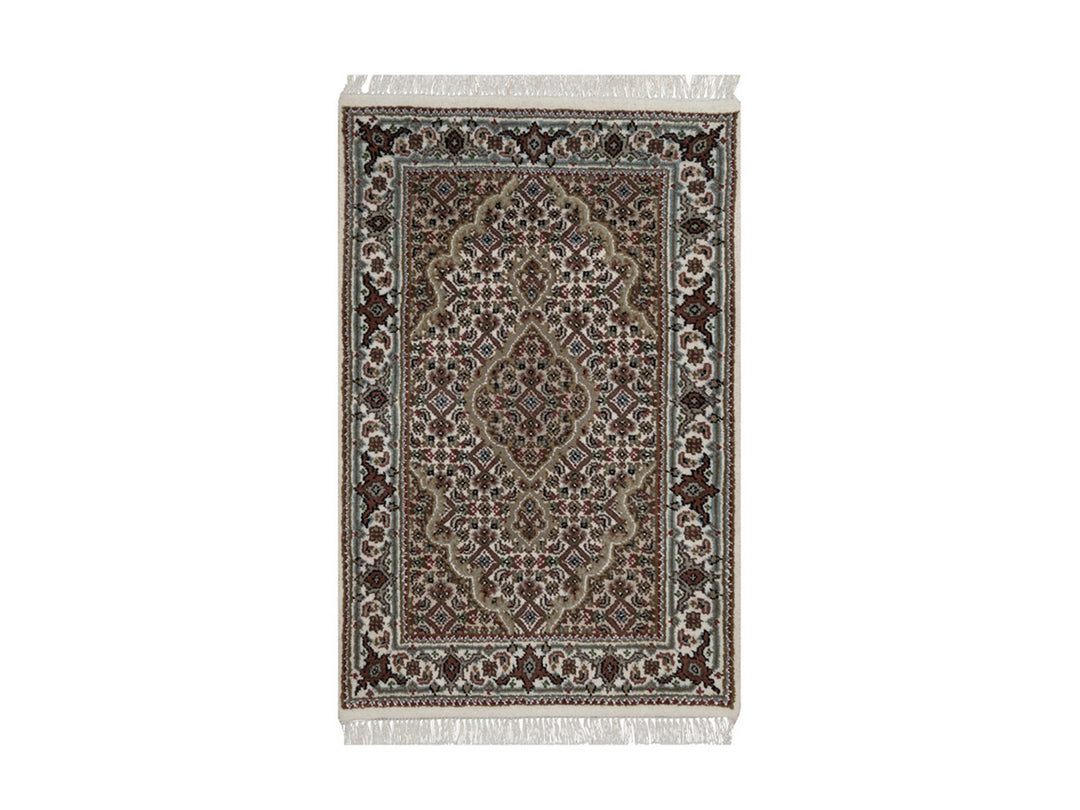 1'11" x 3'0" New Hand Knotted Ivory Wool Rectangle Oriental Rug - MOA10292679