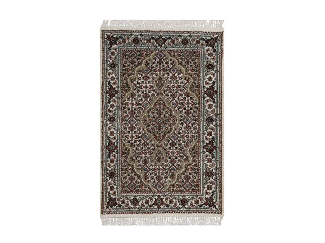 1'11" x 3'1" New Hand Knotted Ivory Wool Rectangle Oriental Rug - MOA10292680