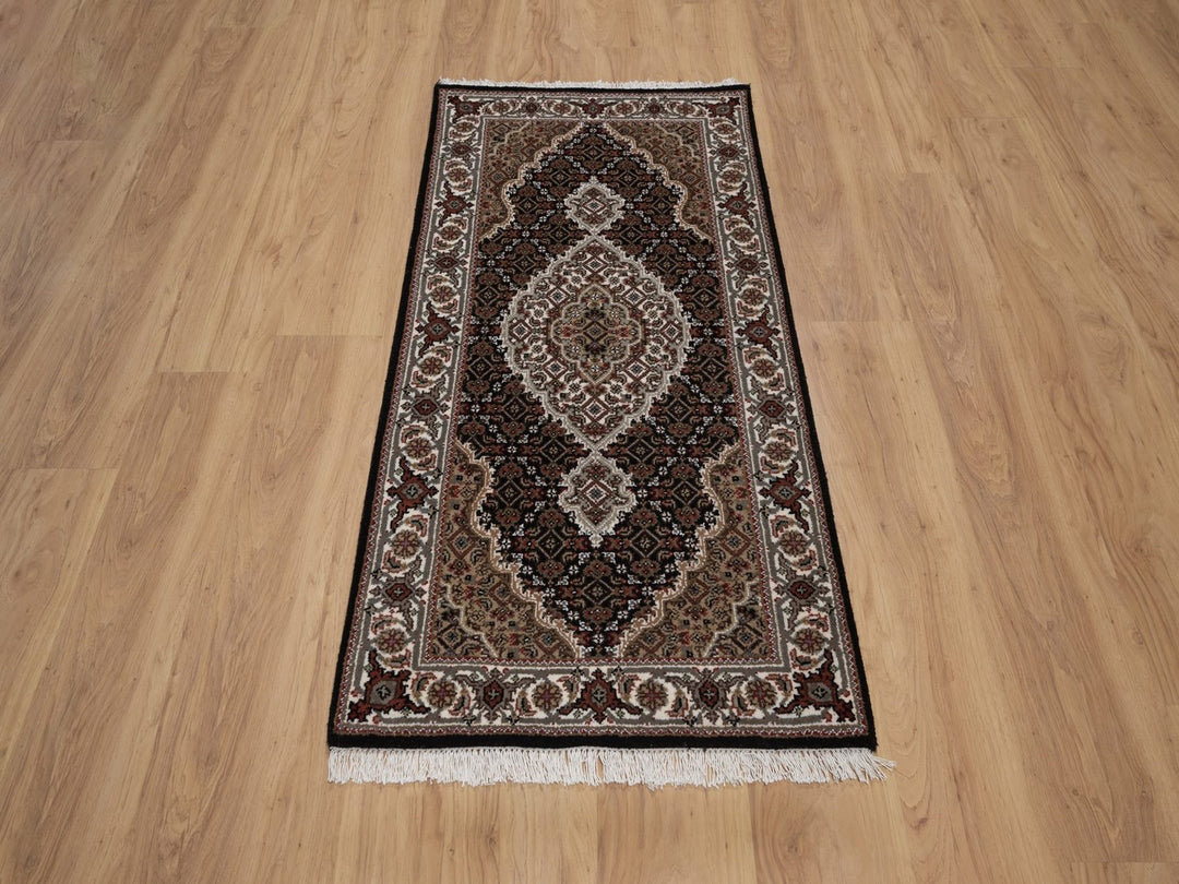 2'5" x 4'8" New Hand Knotted Black Wool Rectangle Oriental Rug - MOA10292685