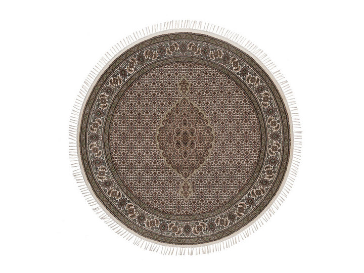 5'11" x 5'11" New Hand Knotted Ivory Wool Round Oriental Rug - MOA10292686