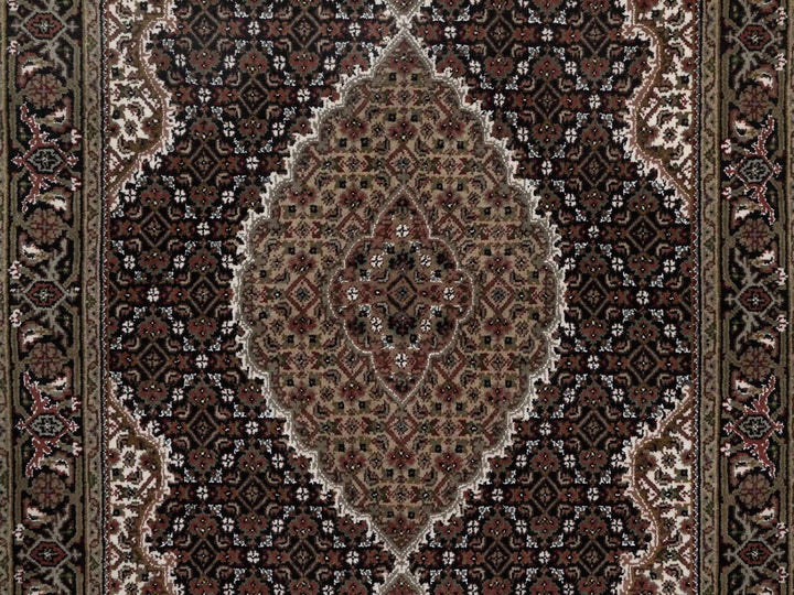 4'0" x 6'0" New Hand Knotted Black Wool Rectangle Oriental Rug - MOA10292688