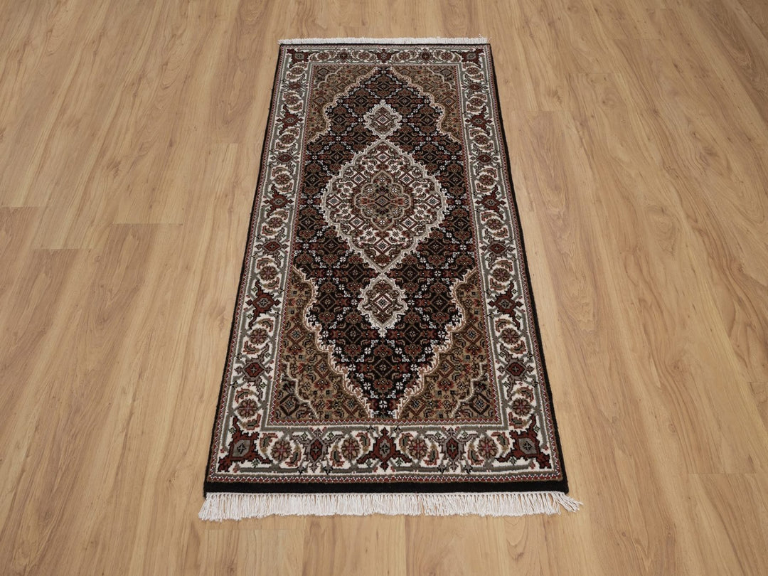2'5" x 4'10" New Hand Knotted Black Wool Rectangle Oriental Rug - MOA10292689