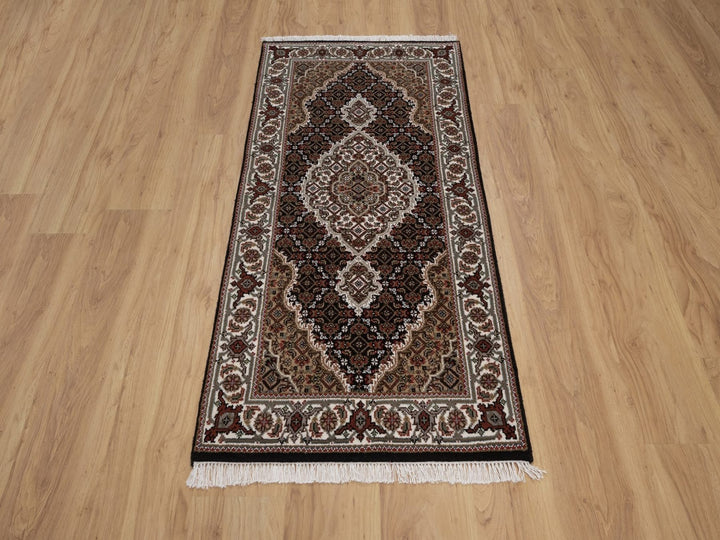 2'5" x 4'10" New Hand Knotted Black Wool Rectangle Oriental Rug - MOA10292689