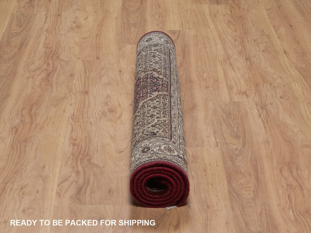3'11" x 6'0" New Hand Knotted Red Wool Rectangle Oriental Rug - MOA10292690