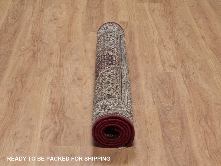 3'11" x 6'0" New Hand Knotted Red Wool Rectangle Oriental Rug - MOA10292690