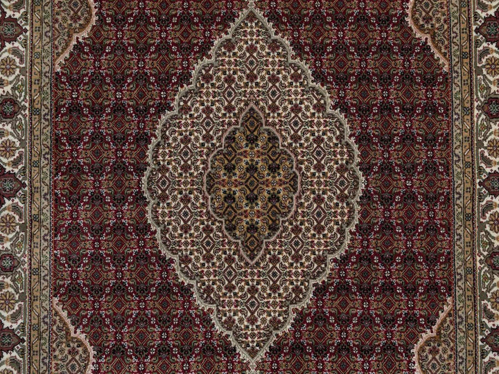 6'0" x 9'0" New Hand Knotted Red Wool Rectangle Oriental Rug - MOA10292691