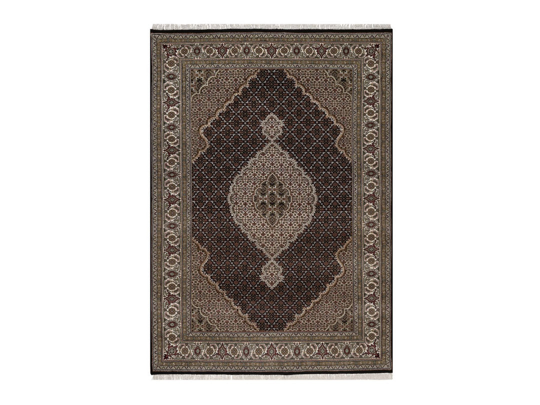6'1" x 8'10" New Hand Knotted Black Wool Rectangle Oriental Rug - MOA10292692