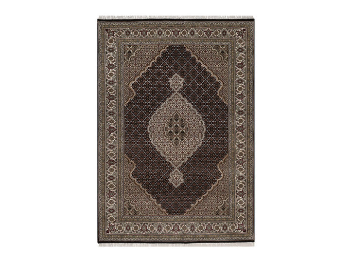 6'1" x 8'10" New Hand Knotted Black Wool Rectangle Oriental Rug - MOA10292692