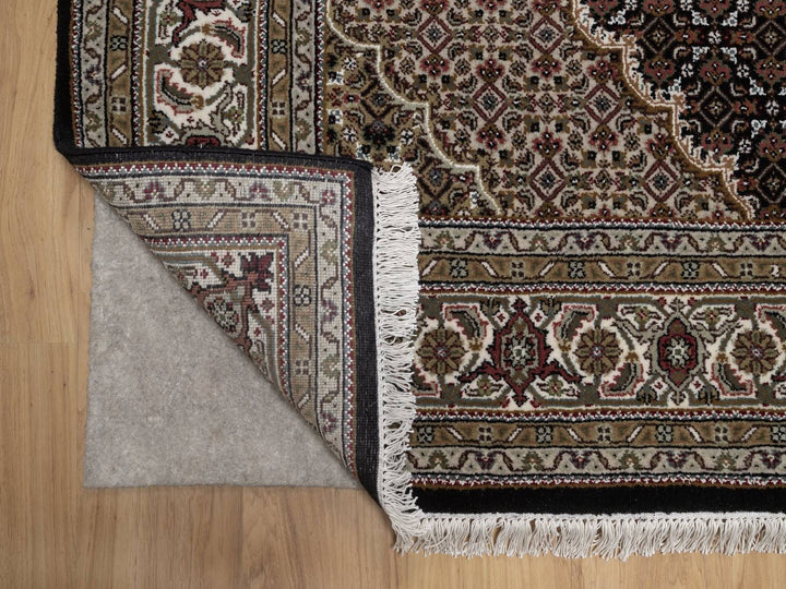 6'1" x 8'10" New Hand Knotted Black Wool Rectangle Oriental Rug - MOA10292692
