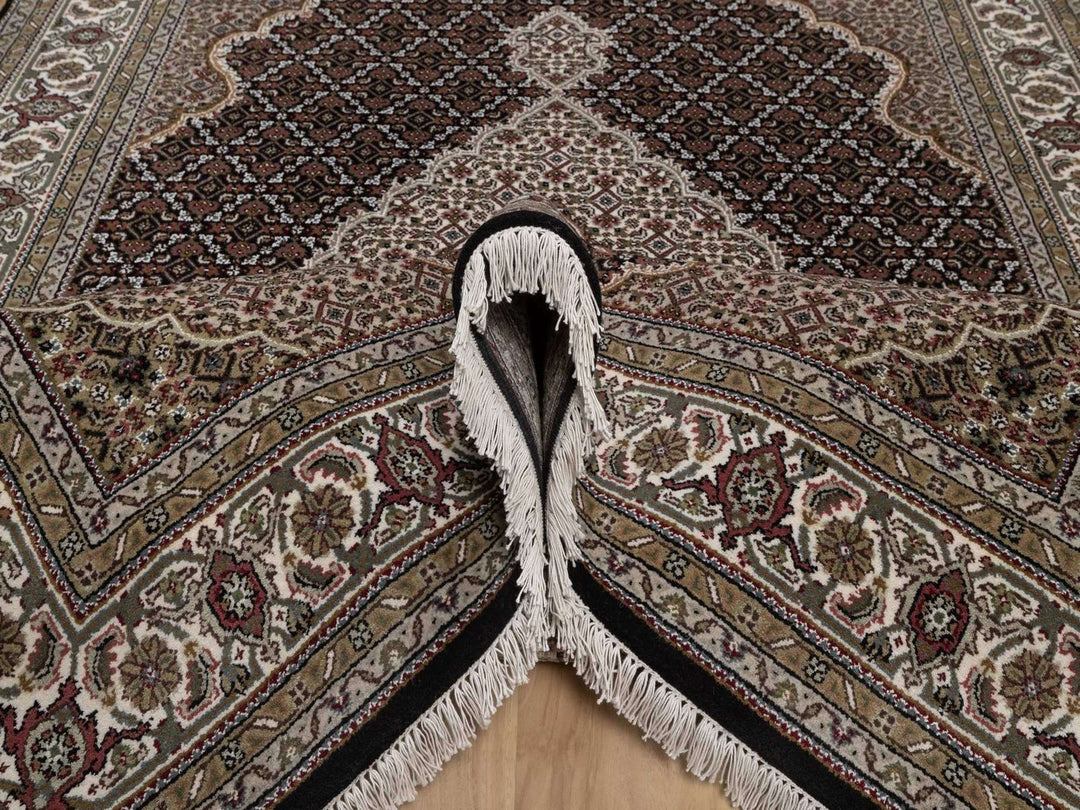 6'1" x 8'10" New Hand Knotted Black Wool Rectangle Oriental Rug - MOA10292692