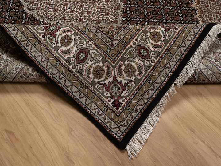 6'1" x 8'10" New Hand Knotted Black Wool Rectangle Oriental Rug - MOA10292692