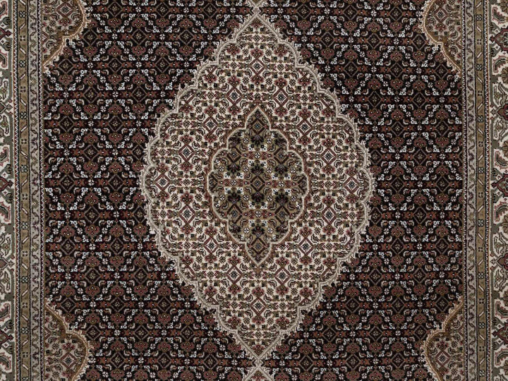 6'1" x 8'10" New Hand Knotted Black Wool Rectangle Oriental Rug - MOA10292692