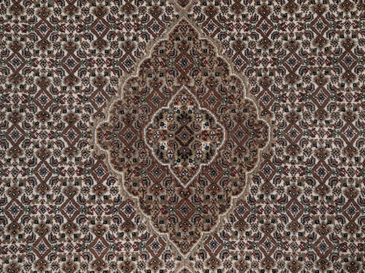 5'0" x 5'0" New Hand Knotted Ivory Wool Round Oriental Rug - MOA10292693