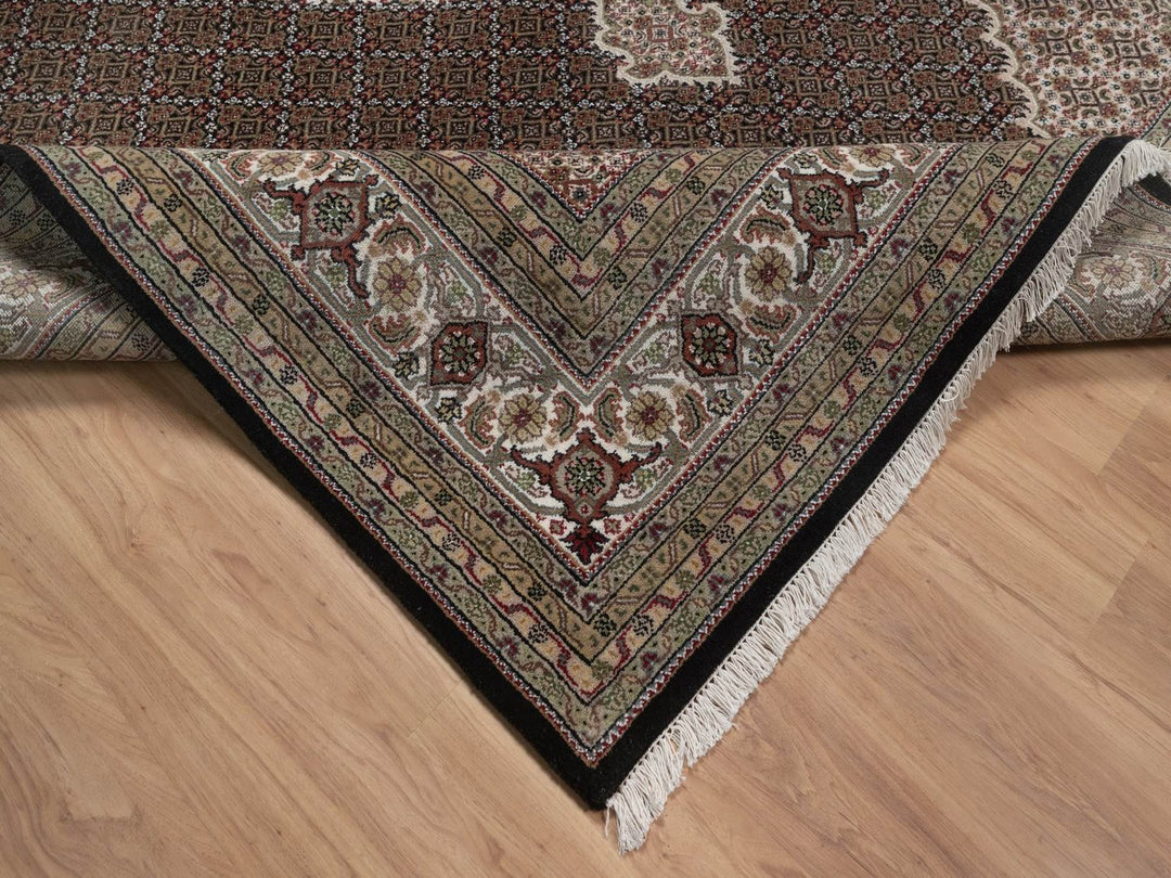 8'11" x 11'11" New Hand Knotted Black Wool Rectangle Oriental Rug - MOA10292694