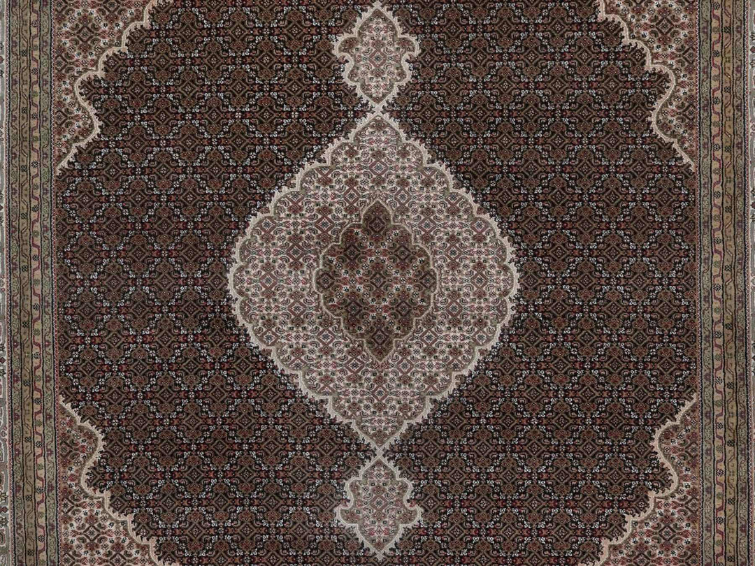 8'11" x 11'11" New Hand Knotted Black Wool Rectangle Oriental Rug - MOA10292694