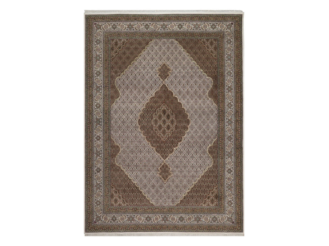 8'9" x 12'4" New Hand Knotted Ivory Wool Rectangle Oriental Rug - MOA10292695