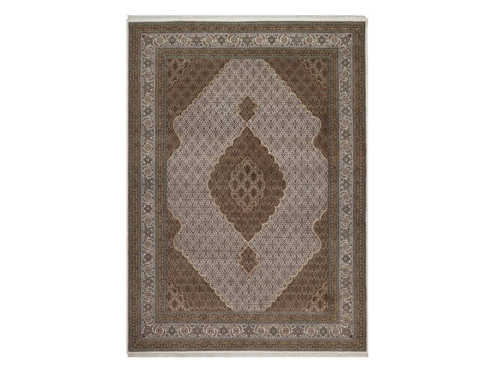 8'9" x 12'4" New Hand Knotted Ivory Wool Rectangle Oriental Rug - MOA10292695