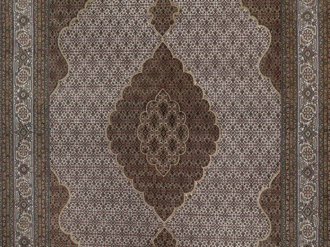 8'9" x 12'4" New Hand Knotted Ivory Wool Rectangle Oriental Rug - MOA10292695