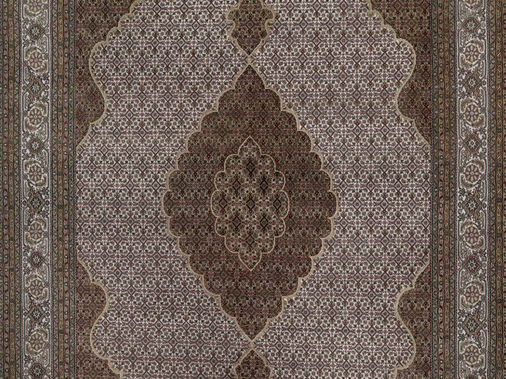 8'9" x 12'4" New Hand Knotted Ivory Wool Rectangle Oriental Rug - MOA10292695