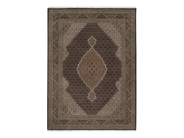 8'9" x 12'0" New Hand Knotted Black Wool Rectangle Oriental Rug - MOA10292696