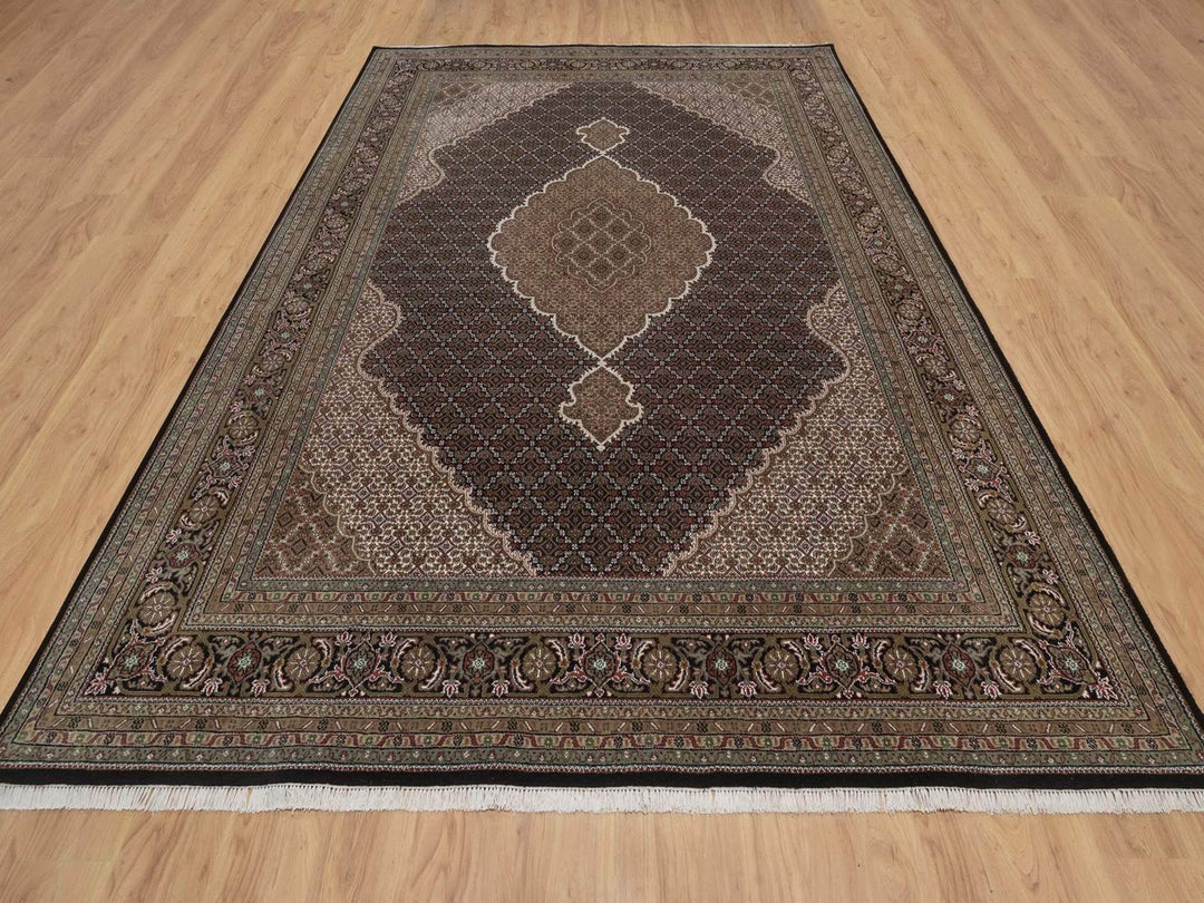 8'9" x 12'0" New Hand Knotted Black Wool Rectangle Oriental Rug - MOA10292696