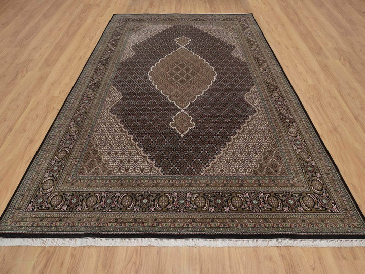 8'9" x 12'0" New Hand Knotted Black Wool Rectangle Oriental Rug - MOA10292696