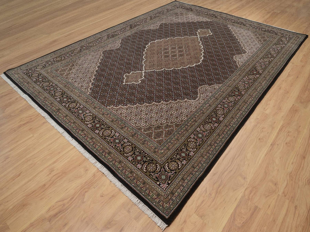 8'9" x 12'0" New Hand Knotted Black Wool Rectangle Oriental Rug - MOA10292696