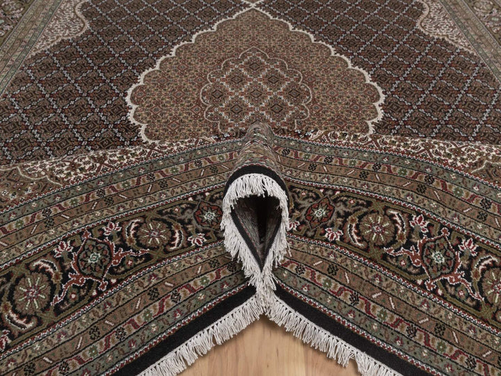 8'9" x 12'0" New Hand Knotted Black Wool Rectangle Oriental Rug - MOA10292696