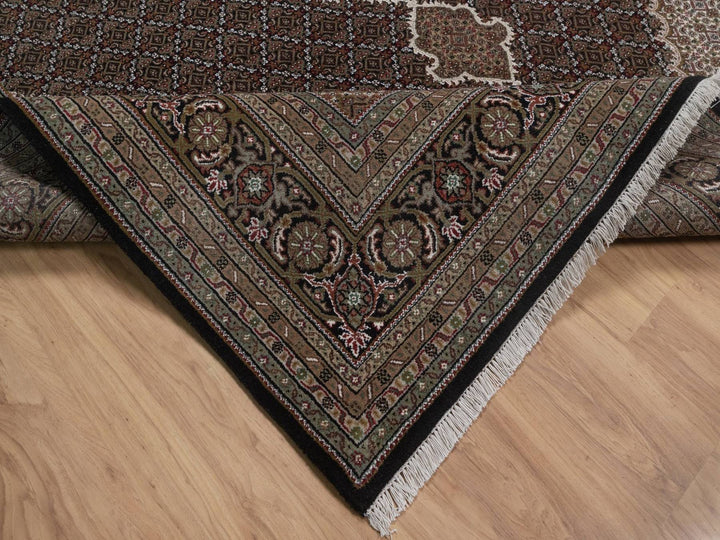 8'9" x 12'0" New Hand Knotted Black Wool Rectangle Oriental Rug - MOA10292696