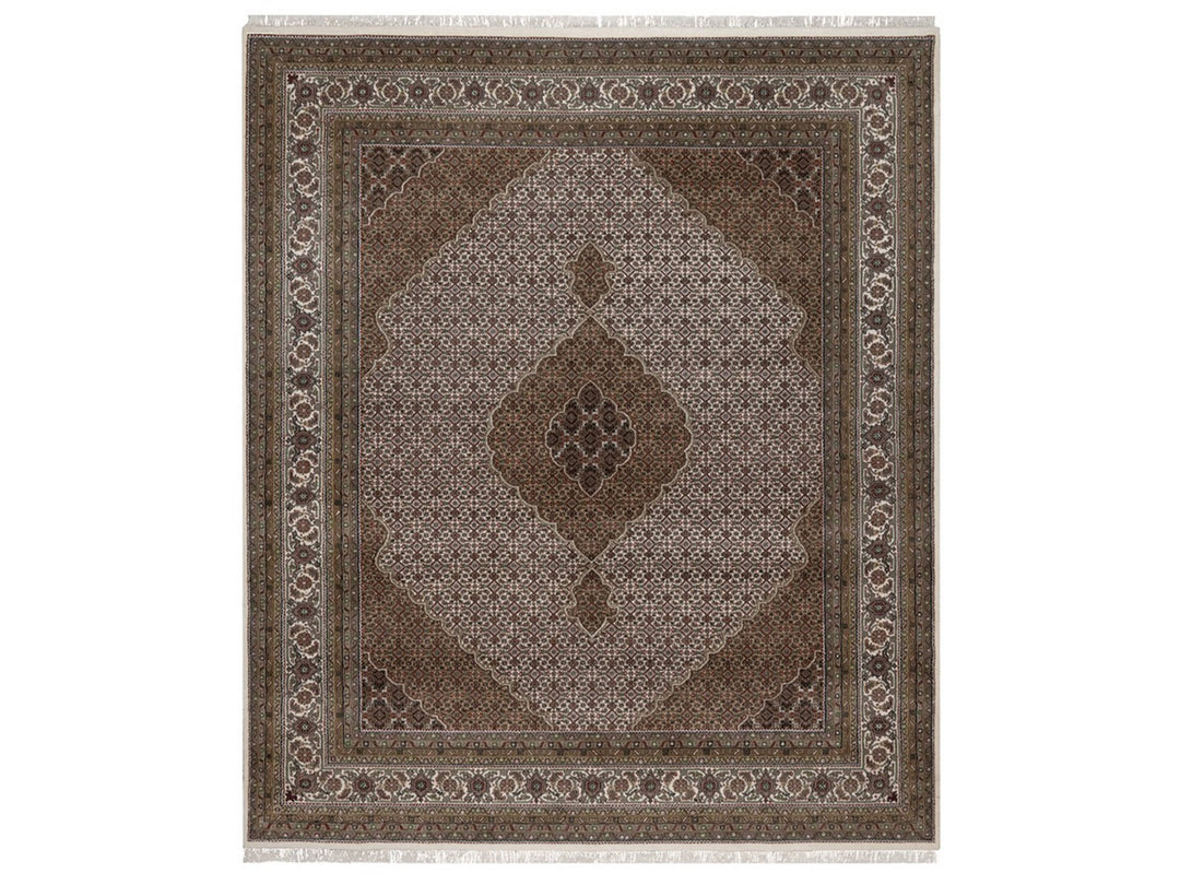 8'0" x 9'10" New Hand Knotted Ivory Wool Rectangle Oriental Rug - MOA10292697