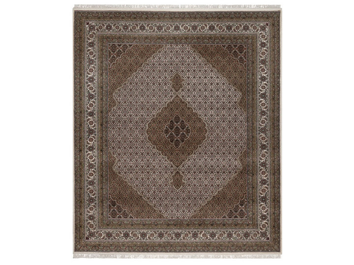 8'0" x 9'10" New Hand Knotted Ivory Wool Rectangle Oriental Rug - MOA10292697