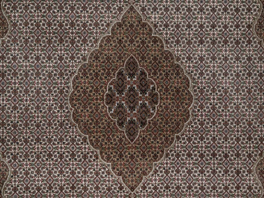 8'0" x 9'10" New Hand Knotted Ivory Wool Rectangle Oriental Rug - MOA10292697