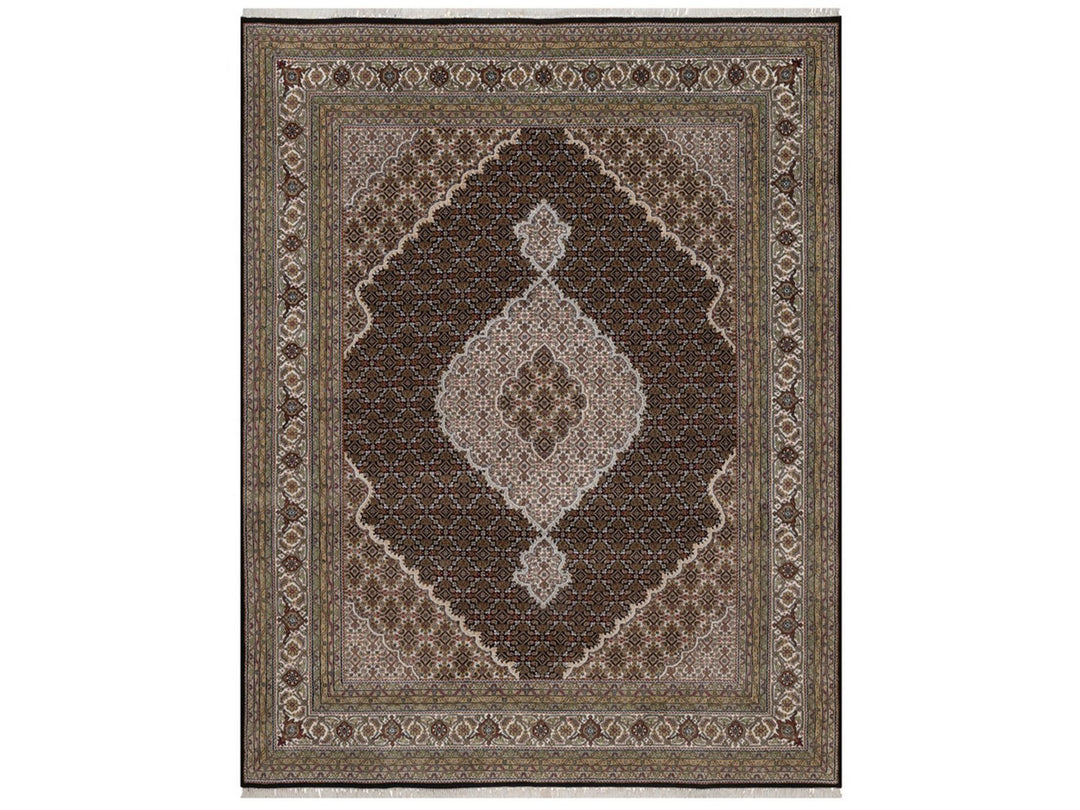7'11" x 10'2" New Hand Knotted Black Wool Rectangle Oriental Rug - MOA10292698