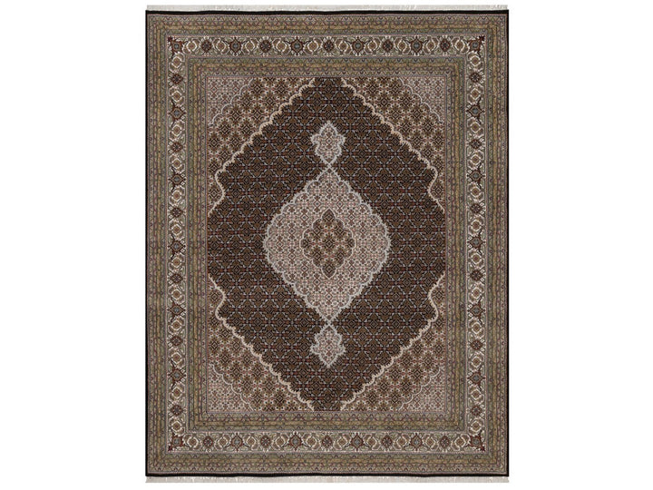 7'11" x 10'2" New Hand Knotted Black Wool Rectangle Oriental Rug - MOA10292698