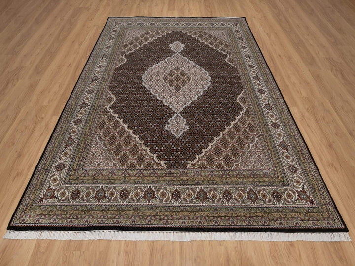7'11" x 10'2" New Hand Knotted Black Wool Rectangle Oriental Rug - MOA10292698