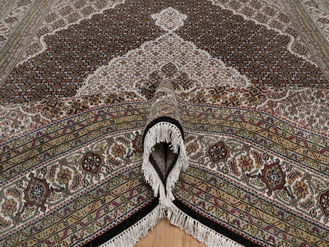 7'11" x 10'2" New Hand Knotted Black Wool Rectangle Oriental Rug - MOA10292698