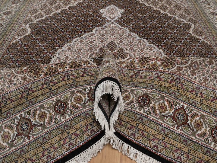 7'11" x 10'2" New Hand Knotted Black Wool Rectangle Oriental Rug - MOA10292698