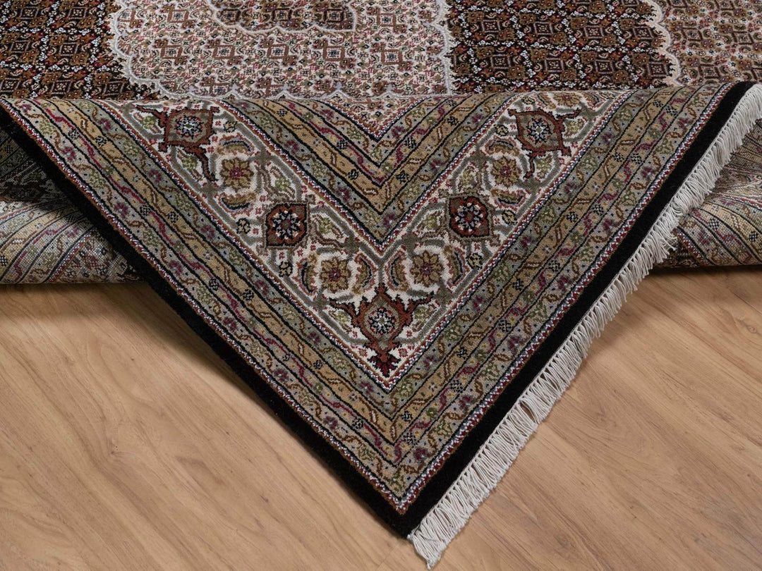 7'11" x 10'2" New Hand Knotted Black Wool Rectangle Oriental Rug - MOA10292698