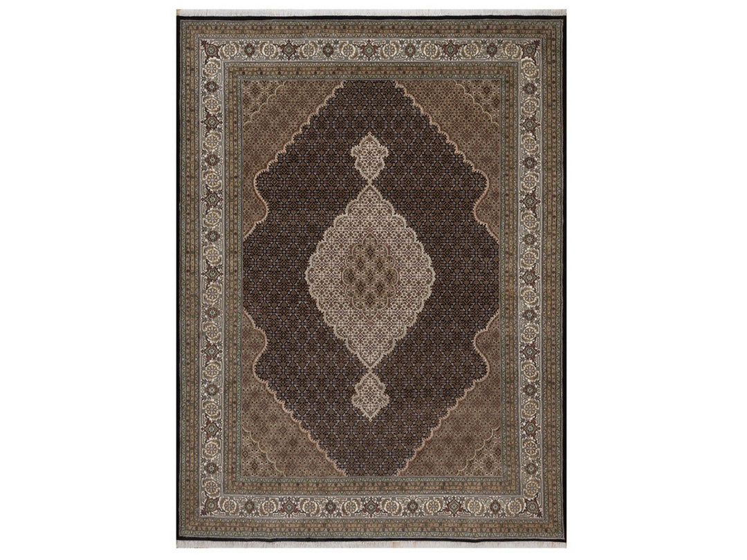 8'11" x 12'2" New Hand Knotted Black Wool Rectangle Oriental Rug - MOA10292699
