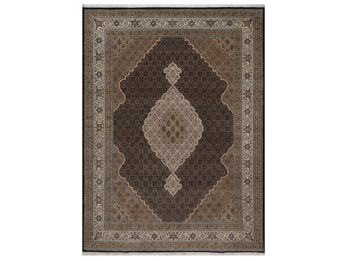 8'11" x 12'2" New Hand Knotted Black Wool Rectangle Oriental Rug - MOA10292699