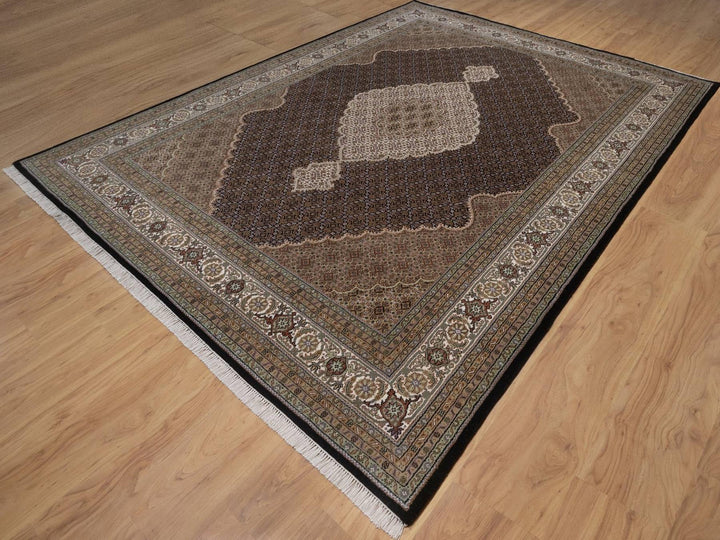 8'11" x 12'2" New Hand Knotted Black Wool Rectangle Oriental Rug - MOA10292699